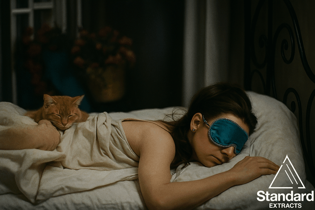 Cat and Girl Better Sleep with Amanita Muscaria Chocolate Bar